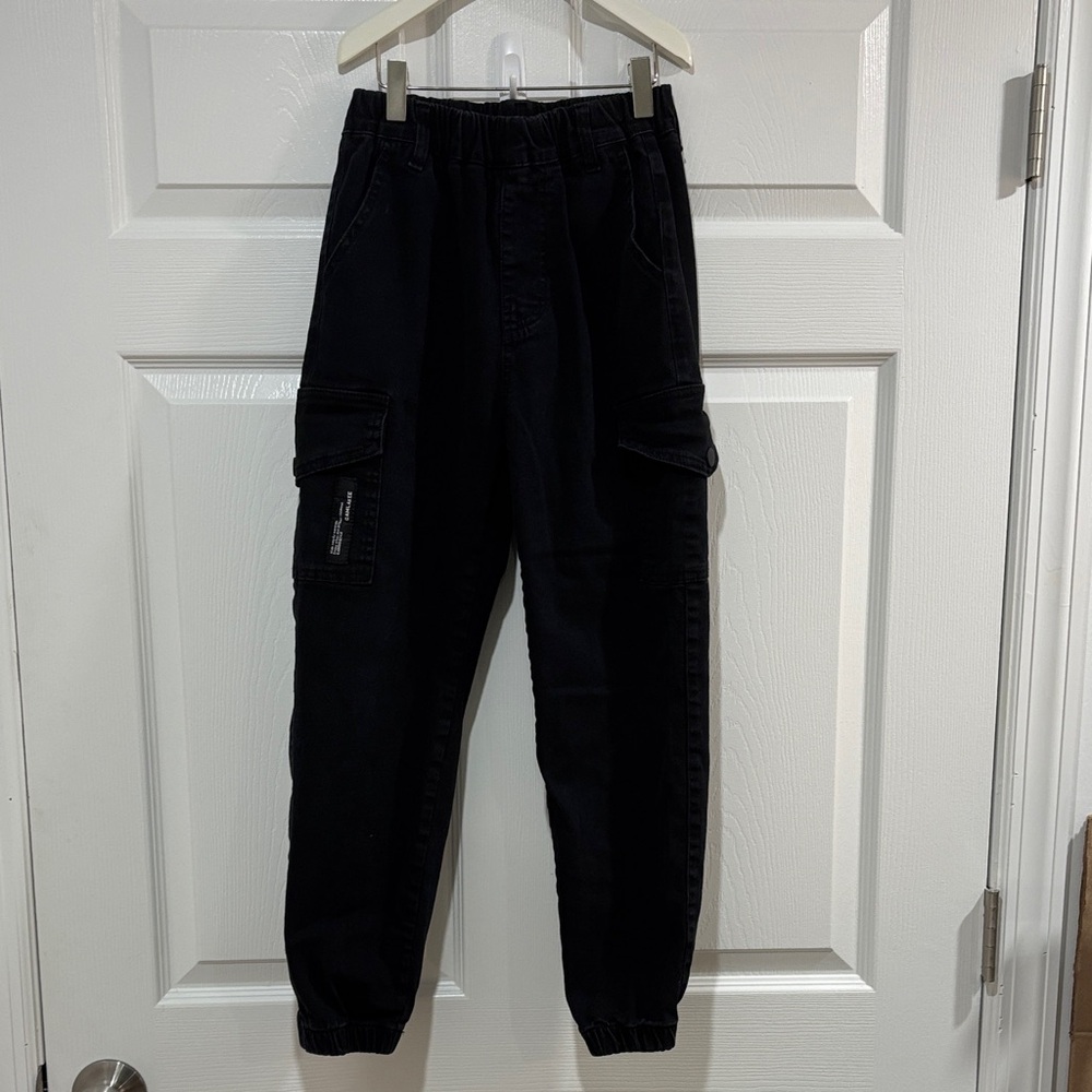 Kids Black Cargo Sweatpants